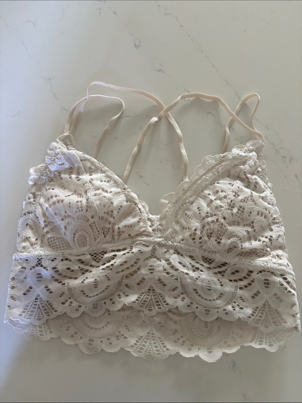 Lace Bralette - Cream Delicate Lace Strappy Bralette